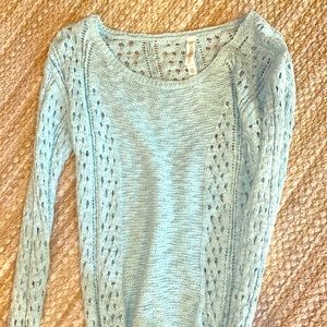 Mint green sweater, lower with bundle